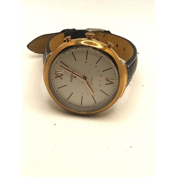 Fossil Q FTW5021 Womens Black Leather Analog Silver Dial Hybrid Smartwatch HK168 - Picture 5 of 8